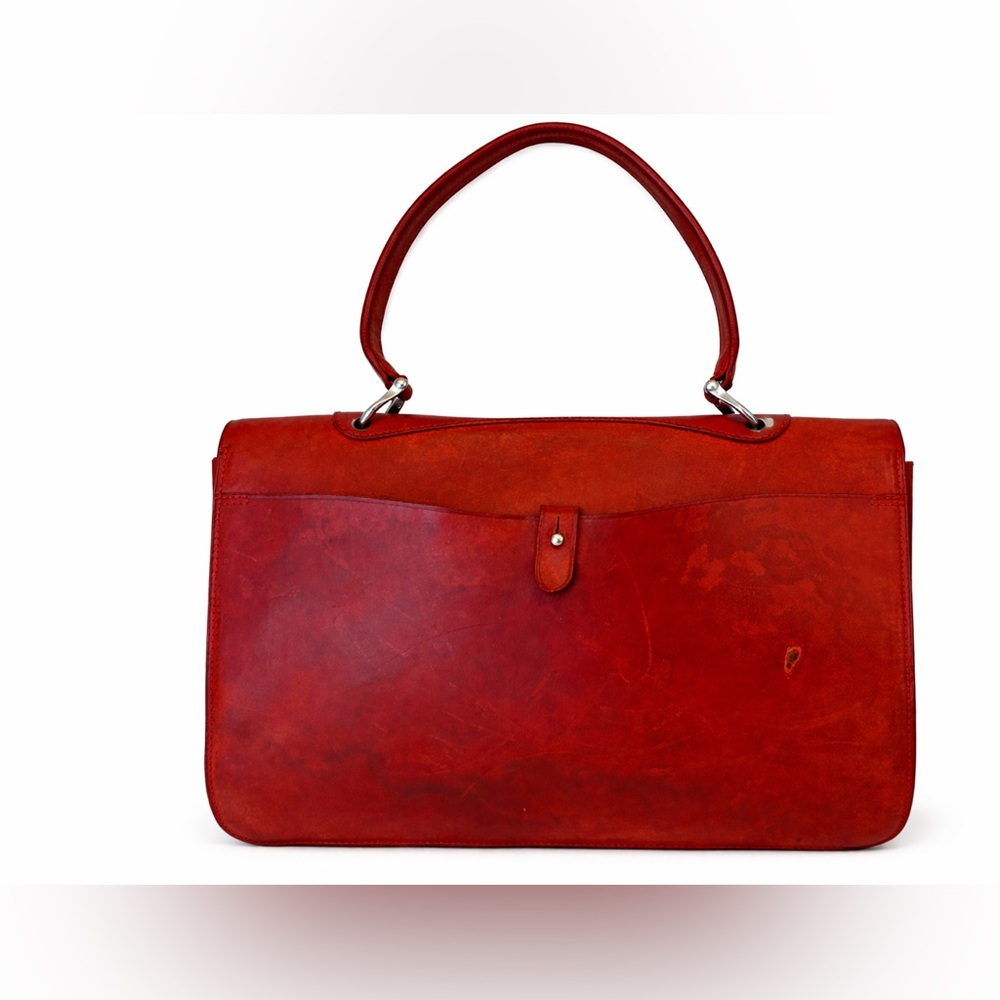 Dooney & Bourke Alto Italian Leather Briefcase Messenger Bag Red Vintage Patina - Picture 4 of 15
